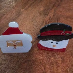 Party lite Santa  and snowman  tea light holders .